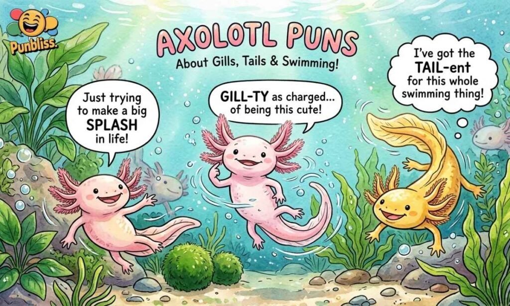 Axolotl Puns About Gills, Tails & Swimming