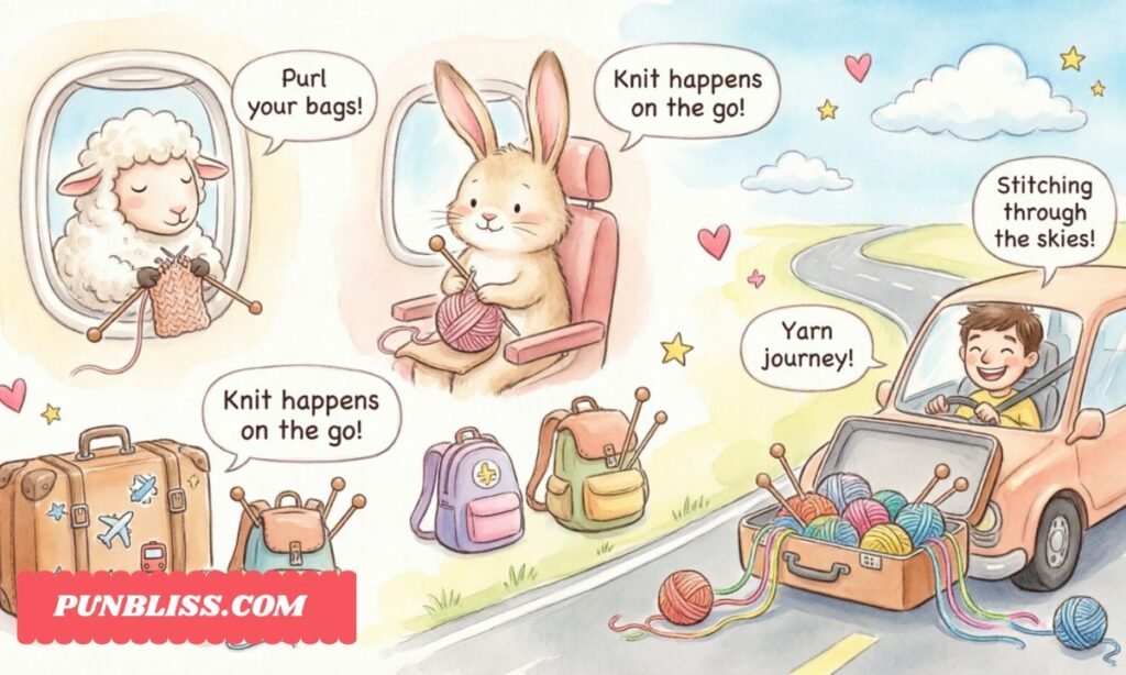 Knitting Puns for Travel and Knitting on the Go